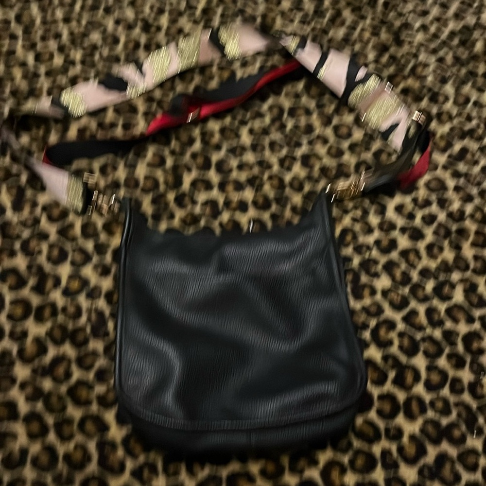 Black vegan leather bag with 2 straps